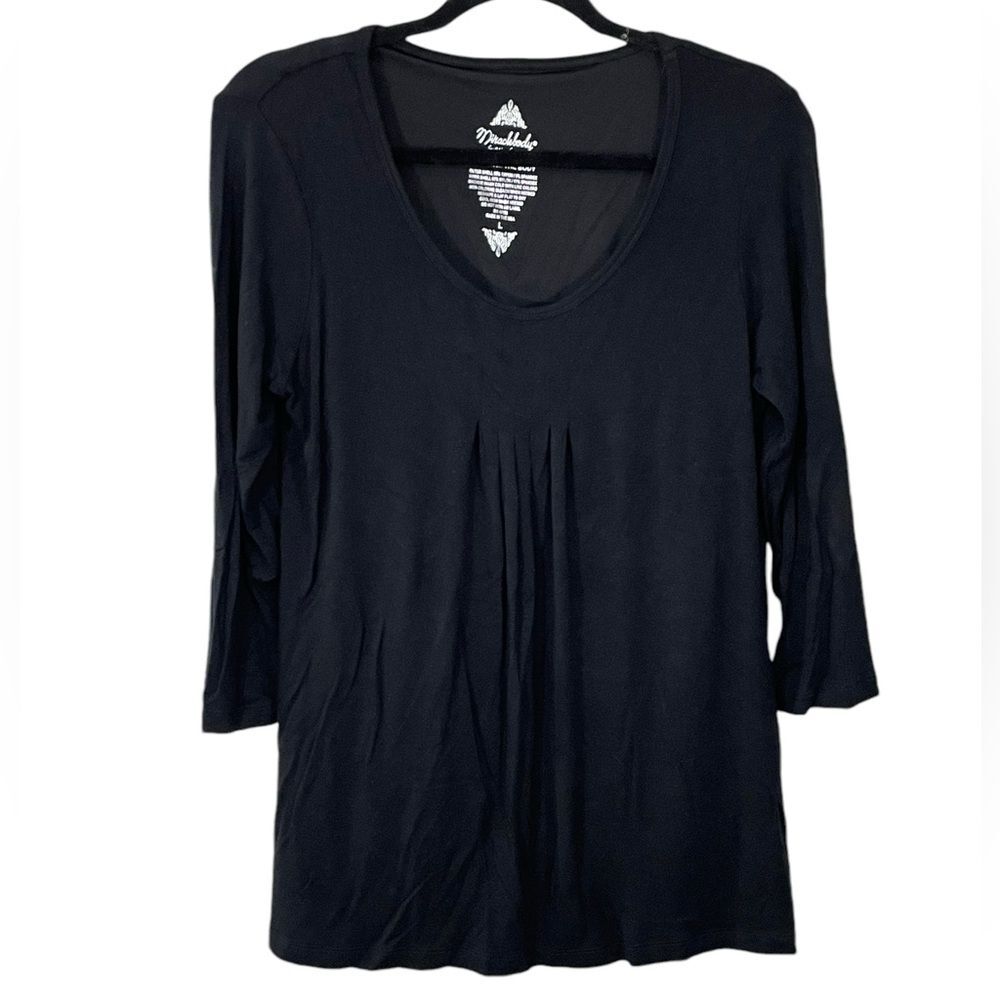 Miraclesuit Miraclebody 3/4 Sleeve Black Top Blouse Size‎ LARGE
